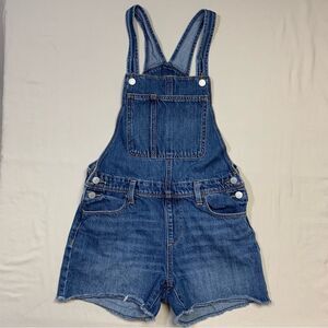 Shortalls Girl’s XL 14-16 Blue Denim Jean Overall Shorts Cut Off Raw Hem Summer